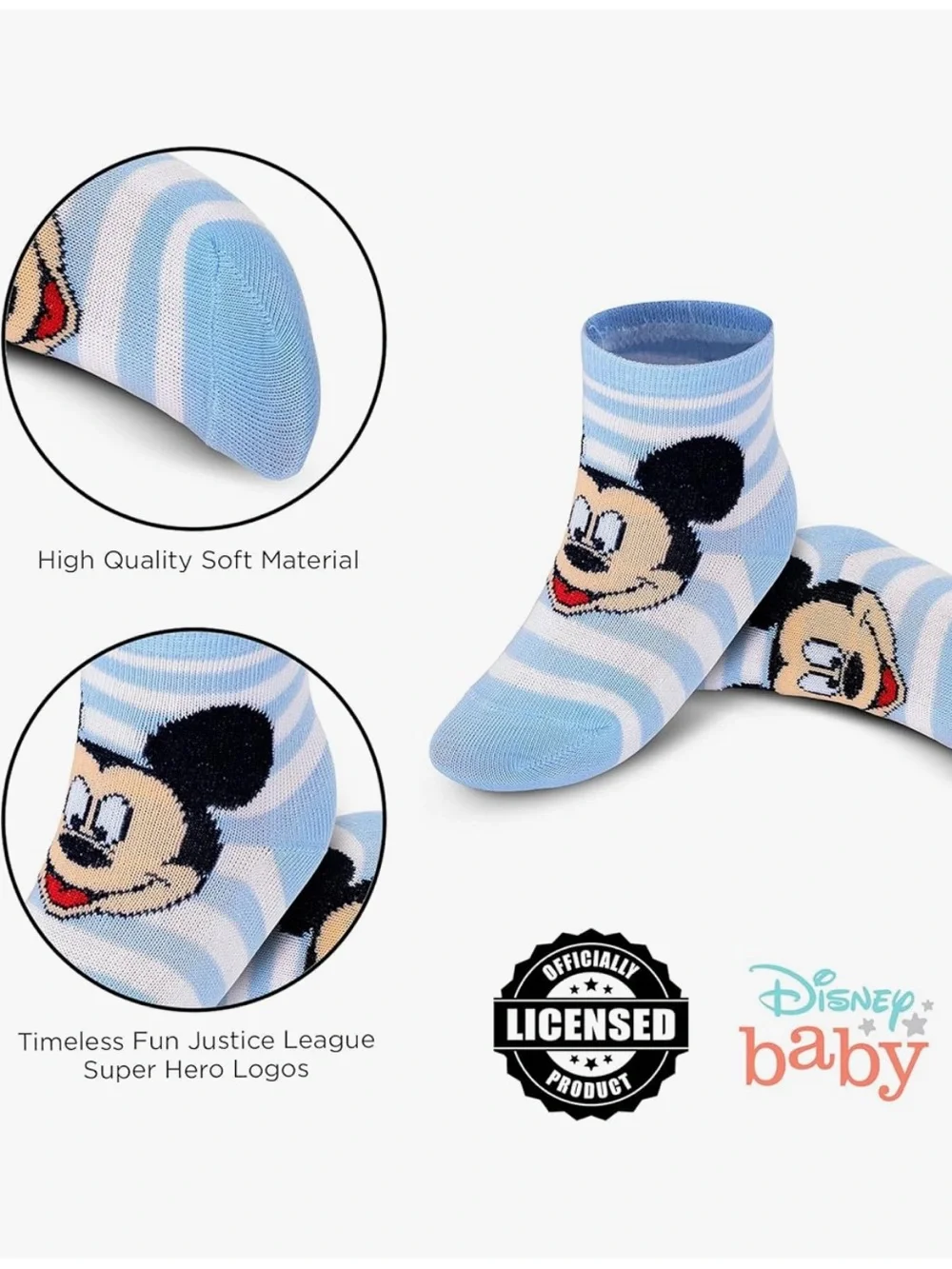 Disney Baby Mickey Mouse 6-Pack Socks, 0-6 months